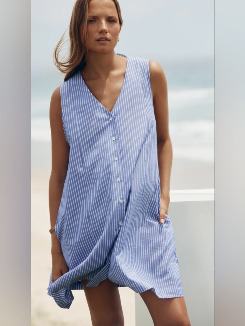 LEGOE HERITAGE Maternity Cotton Button Down Mini Dress
